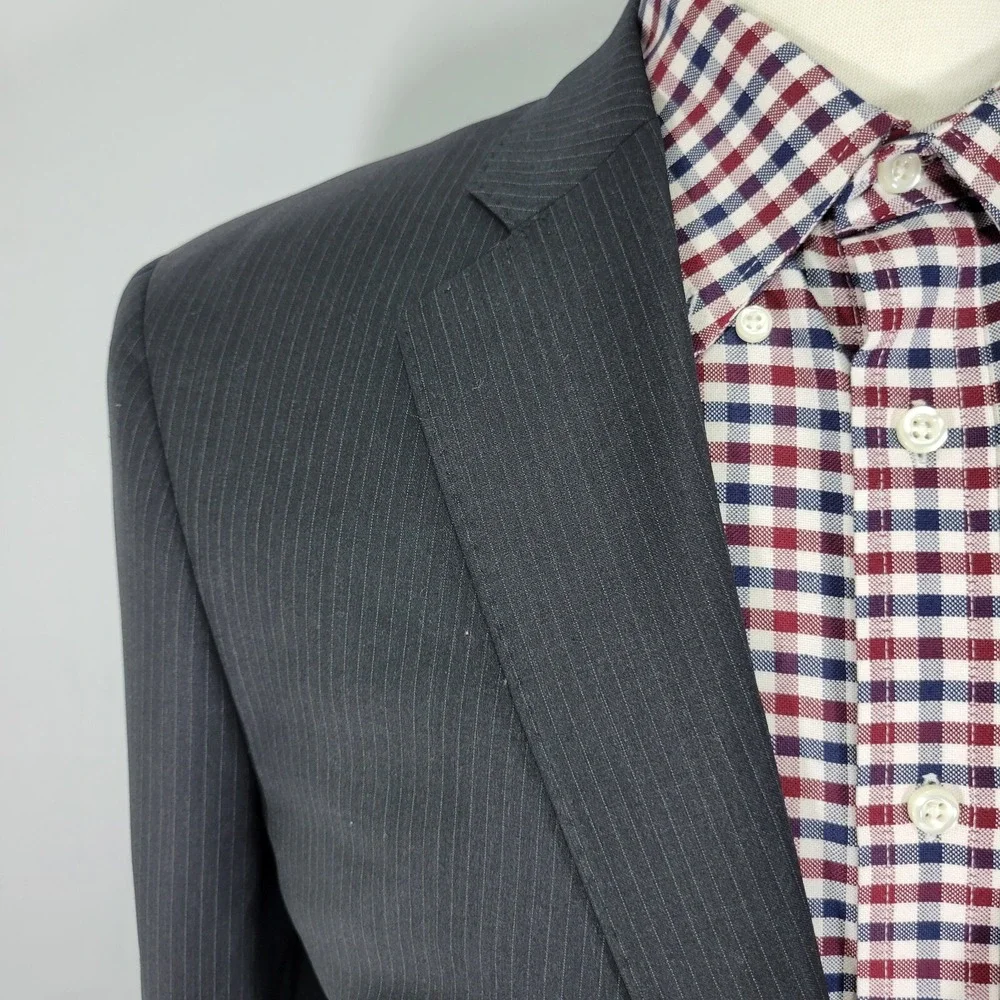 Brooks Brothers Explorer Fitzgerald‎ Men's Sport Coat Striped CH Black Wool 41R